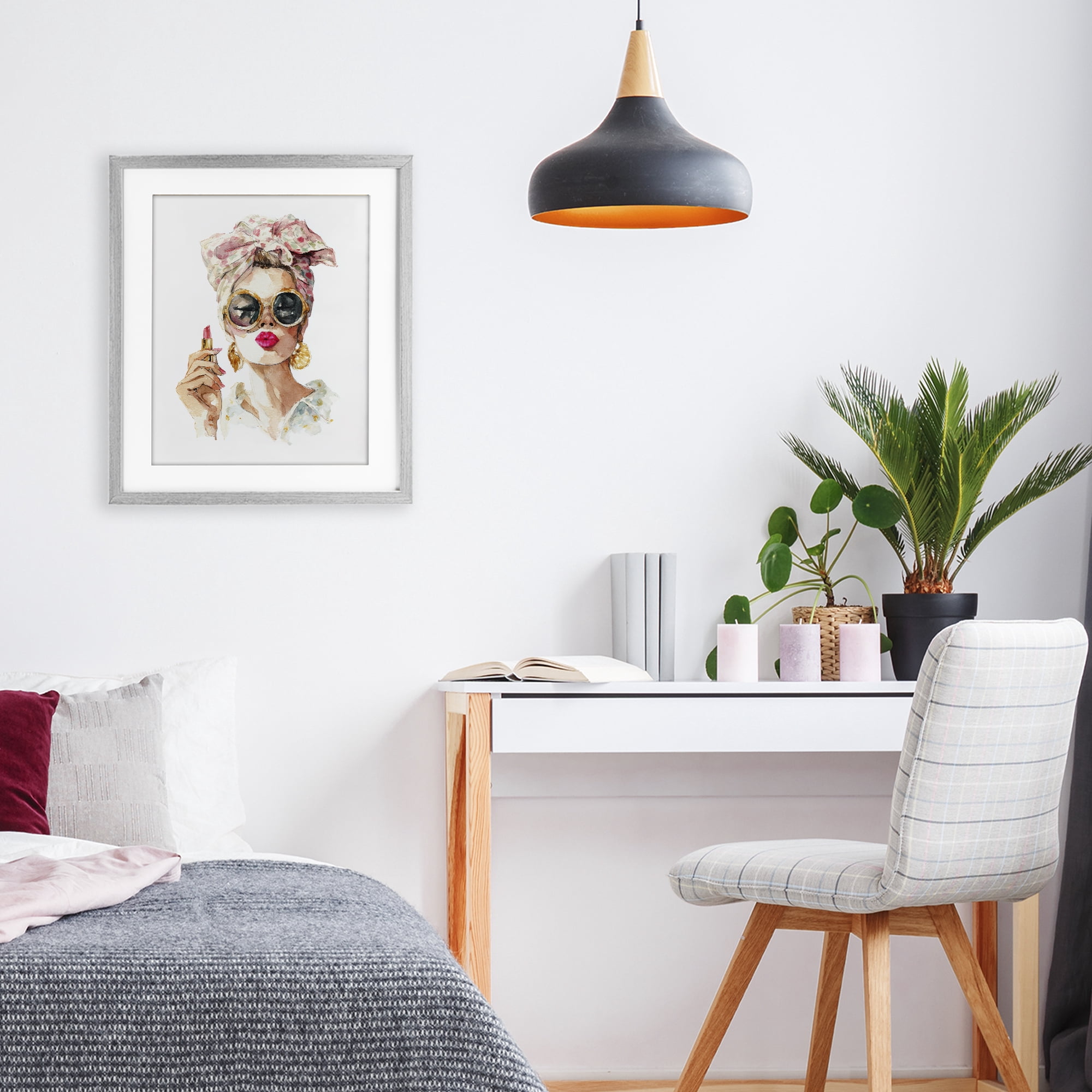 Stupell Industries Feminine Lipstick Spell Gray Framed Print Under Glass, design by Svetlana Aleynikova