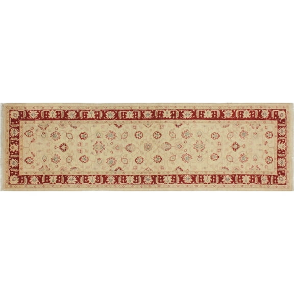 noori rug n3924 peshawar issah area rug, 2'7" x 8'1", ivory/red
