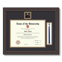 ArtToFrames 10x13 inch Diploma Frame with 2" x 2" Image Opening and 1.5x8 inch Tassel Opening - Framed in Grey and Black Frame with Black and Gold Mats, Comes with Regular Glass (D-IT-4448-10x13)
