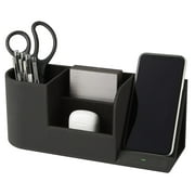 Realspace Desk Organizer With Wireless Charger With Antimicrobial Treatment, Black