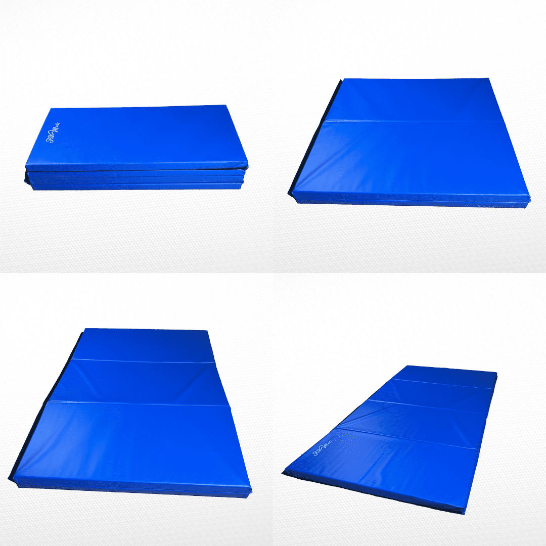 FitMats 4-Fold Exercise Mat - 4' X 8' FT Thick Comfortable Foam, Easy to Store & Carry - Ideal for Yoga, Pilates, Stretching, & Home Fitness Workouts (PVC 500 GSM)