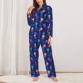 thumbnail image 2 of Picia Jellyfish colorful Pattern Women’s Long-Sleeve Sleepwear Set - Soft 2-Piece Loungewear with Pockets, Comfy PJs for Relaxing Nights-X-Large, 2 of 7