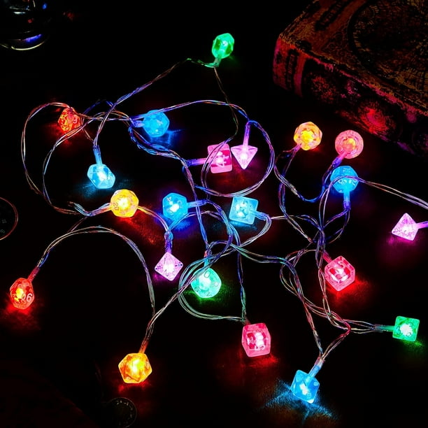 Guirnalda de luces LED Wettarn con forma de dados, 12 m, que brillan en la oscuridad, decoración de fiesta