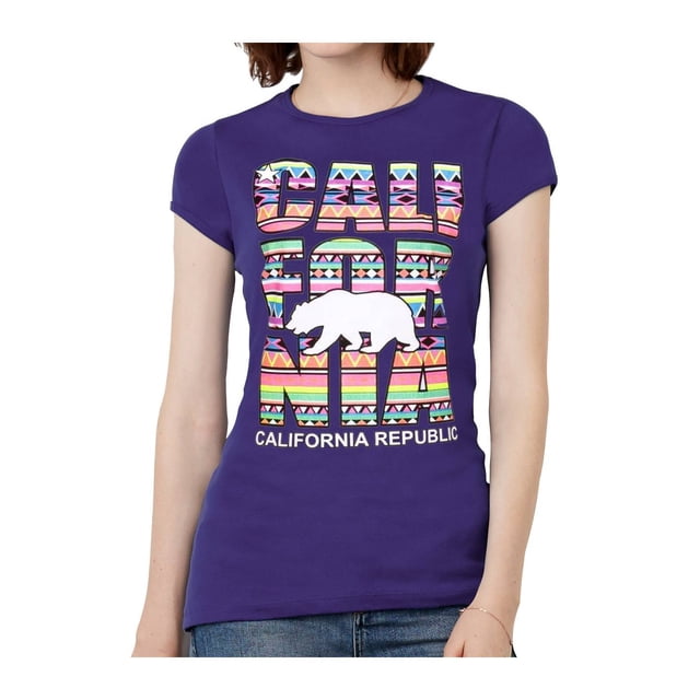 T-Shirt Tribal à Manches Courtes pour Femmes de la République de Californie - Violet - Grand