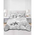 thumbnail image 2 of Quilts Twin-XL Size Bedding Set, Grey Coastal Lightweight Quilted Comforter, Ocean Coral Starfish Shell Modern Sea Soft Reversible Bedspread Coverlet with Pillow Covers for All Season, 68" x 98", 2 of 7
