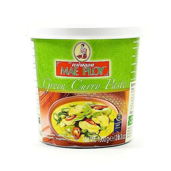Mae Ploy Green Curry Paste, Authentic Thai Green Curry Paste For Thai Curries And Other Dishes, Aromatic Blend Of Herbs, Spices And Shrimp Paste, No MSG, Preservatives Or Artificial Coloring (35oz Tub