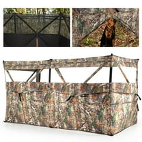 Gymax 360 Degree One-Way See-Through Hunting Blind Panel w/Dog Door Carrying Bag Camouflage