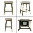 thumbnail image 5 of Guyou 26" Backless Bar Stools Set of 2, Farmhouse Wooden Counter Height Stools with Nailhead Trim & Turned Legs, Vintage Linen Upholstered Bar Chairs for Kitchen Island, Taupe, 5 of 7