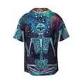 thumbnail image 5 of KLL Space Skeleton Meditation Print Men's Shirt Short Sleeve Button Down Summer Cuba Beach Shirts- 4X-Large, 5 of 5