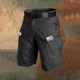 thumbnail image 2 of LWavelet Men's Tactical Cargo Shorts Multi-Pocket American Flag Print Outdoor Shorts with Belt Black 2XL, 2 of 3