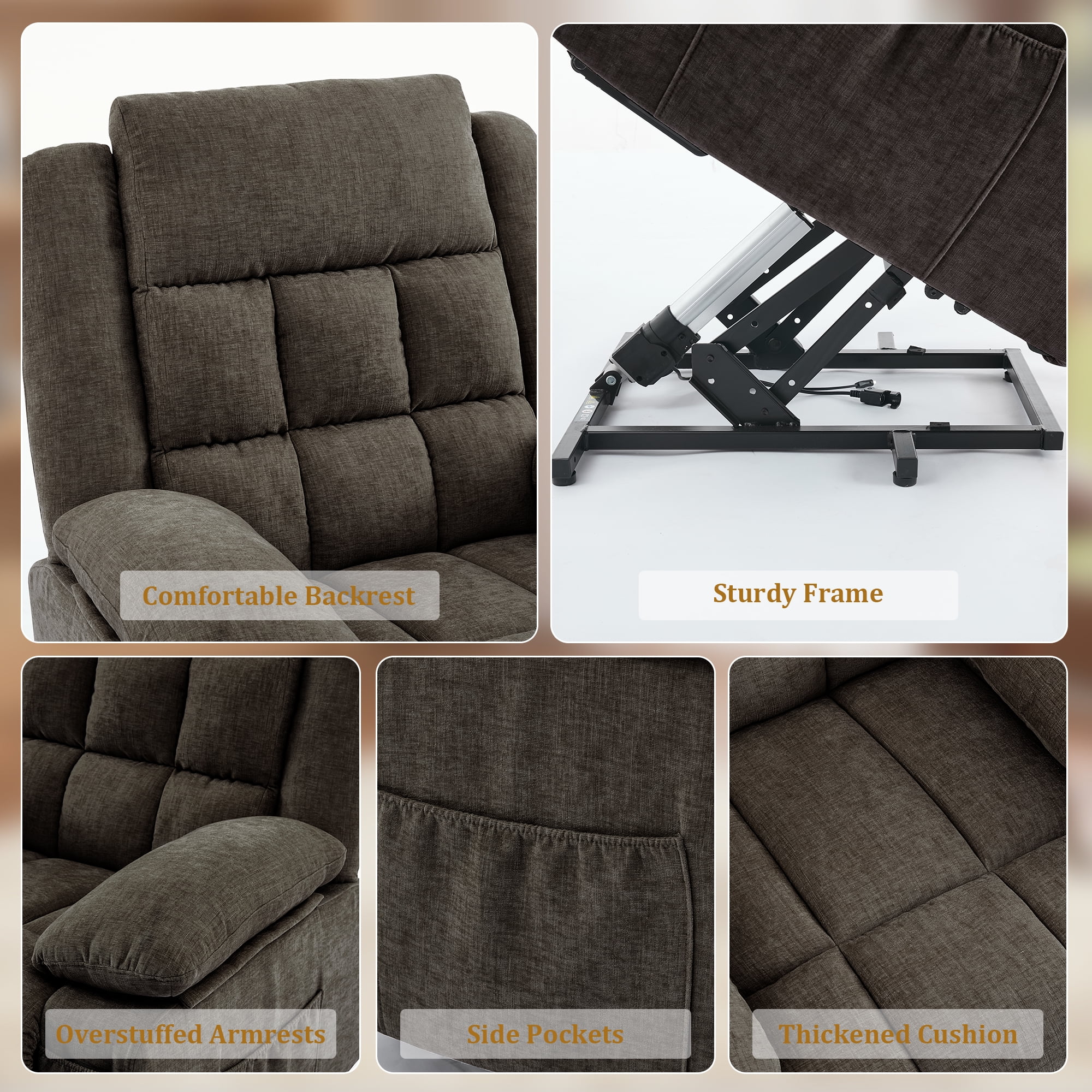 Korser Power Lift Recliner for Elderly with Heat and Massage Recliner Chair with Infinite Position Electric Lift Chair for Living Room,Brown