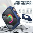 thumbnail image 3 of Allytechgroup 2 Pack for Apple Watch Screen Protector Case Series 10 46mm, iWatch Protective Face Cover, Tempered Glass Film Hard PC Bumper for Women Men, Ultra-Thin Guard, Blue, 3 of 7