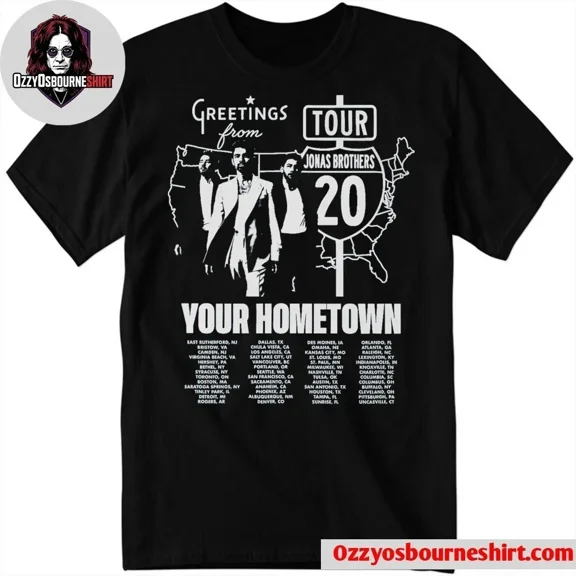 Jonas Brothers 2025 Greetings From Your Hometown Tour Reprint Tee Unisex T-Shirt up to size 5XL