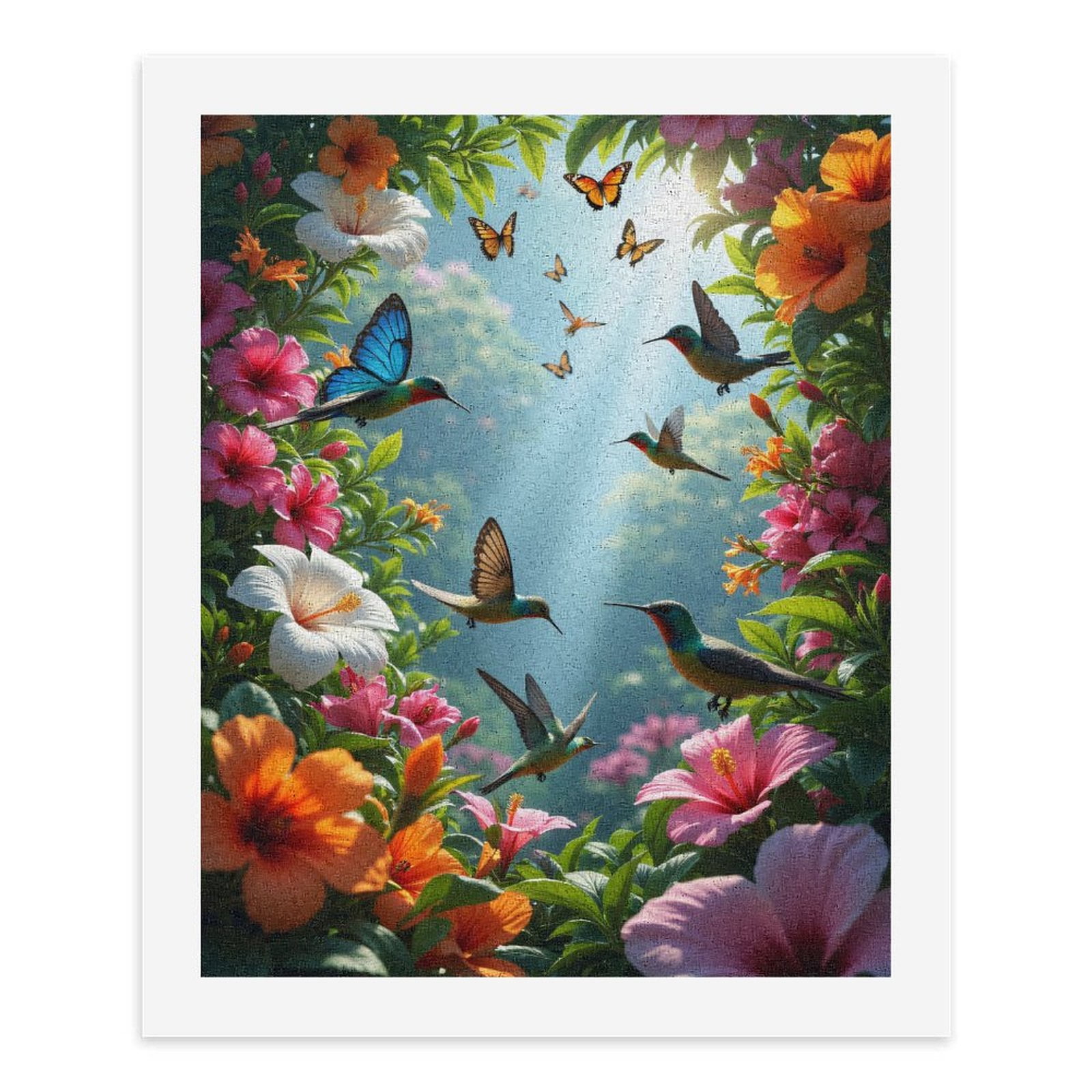 Paint by Numbers Kit for Adults, Butterflies Hummingbirds Colorful Blooms Paint by Numbers, Easy Paint by Numbers Kit for Adults Beginner, DIY Adult Paint by Number Kits on Canvas, Home Decor
