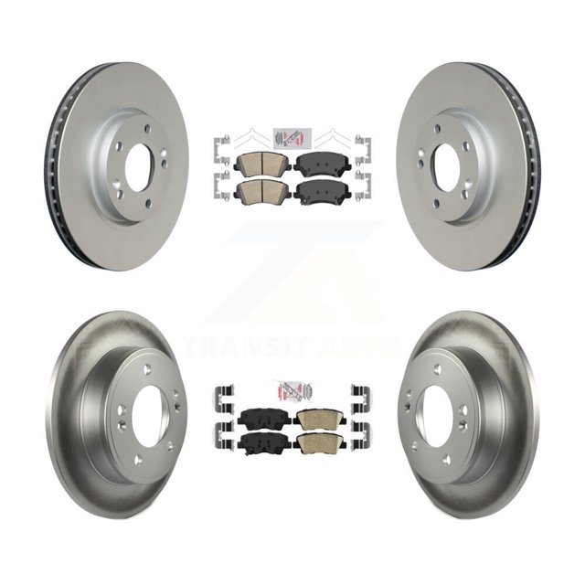 Transit Auto Front Rear Ceramic Pads and Coated Disc Brake Rotors Kit for Car 2017 Kia Forte Koup SX KGA-105222