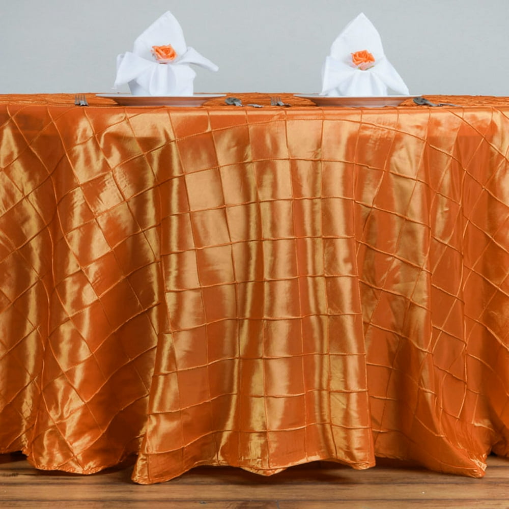 Efavormart 120" Wholesale Orange Tablecloths Pintuck Table linens for Kitchen Dining Catering