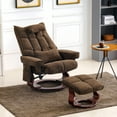 thumbnail image 4 of Mcombo Swivel Recliner with Ottoman, Massage TV Chairs with Neck Pillow and Side Pocket for Living Reading Room, Chenille Fabric 4188, 4 of 10