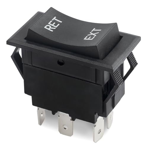 30 Amp DPDT Momentary Rocker Switch, Black, ON-Off-ON Operation, Push Button Actuator, Suitable for RV Jack Switch, Trailer Stabilizer, Landing Gear, Power Awning$$Electrical