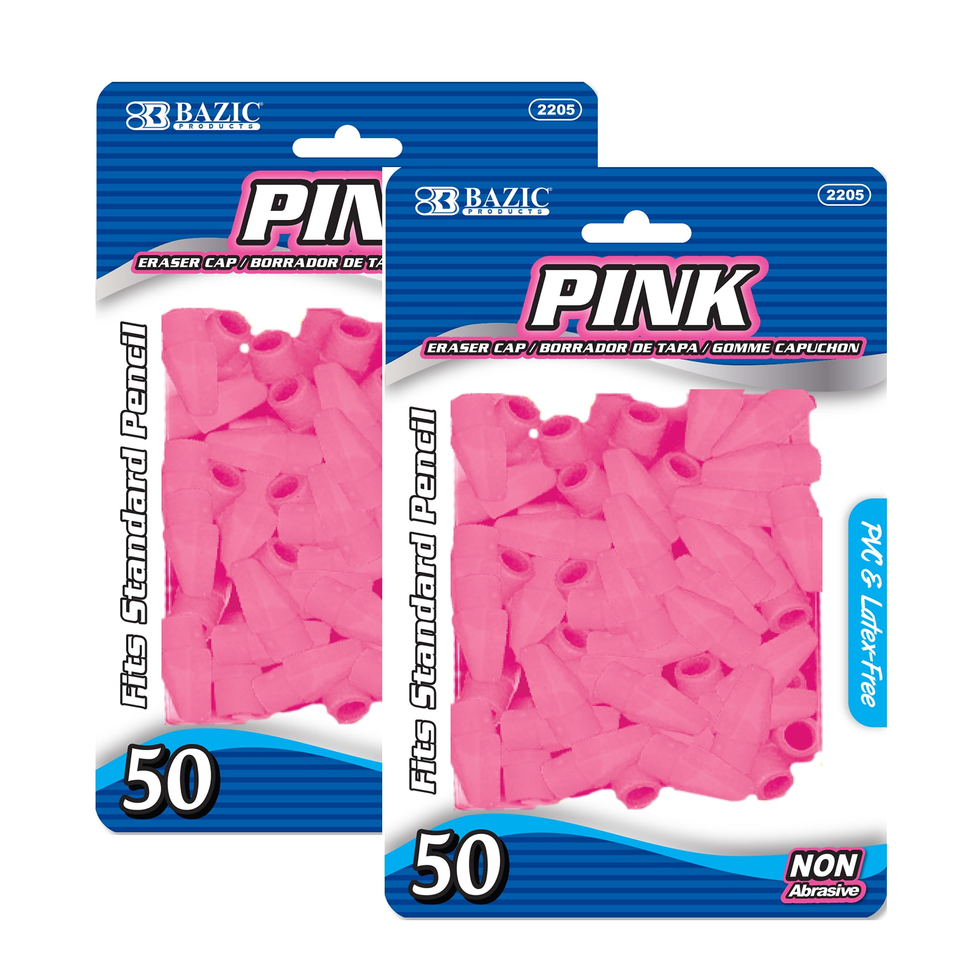 BAZIC Pink Eraser Top, Latex Free Pencil Tops Erasers Arrowhead, 100