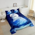 thumbnail image 3 of Erosebridal Moon Wolf Comforter Set Animal Wolves Printed Bedding Comforters & Sets Twin, Wild forest Wolf Theme Bedding Galaxy Series Blue Print Quilt Bedroom Decor, 3 of 6