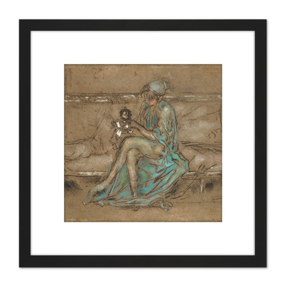 James Mcneill Whistler The Green Cap 8X8 Inch Square Wooden Framed Wall Art Print Picture with Mount
