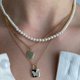 thumbnail image 3 of Collar Brillar con colgante de tres piezas aceite gota de amor perlas mariposa, 3 of 5
