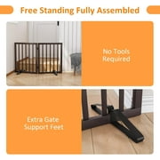 Smart FENDEE Bamboo Dog Gates for Doorways Freestanding Pet Gate, 2 Support Feet, 24H, Brown