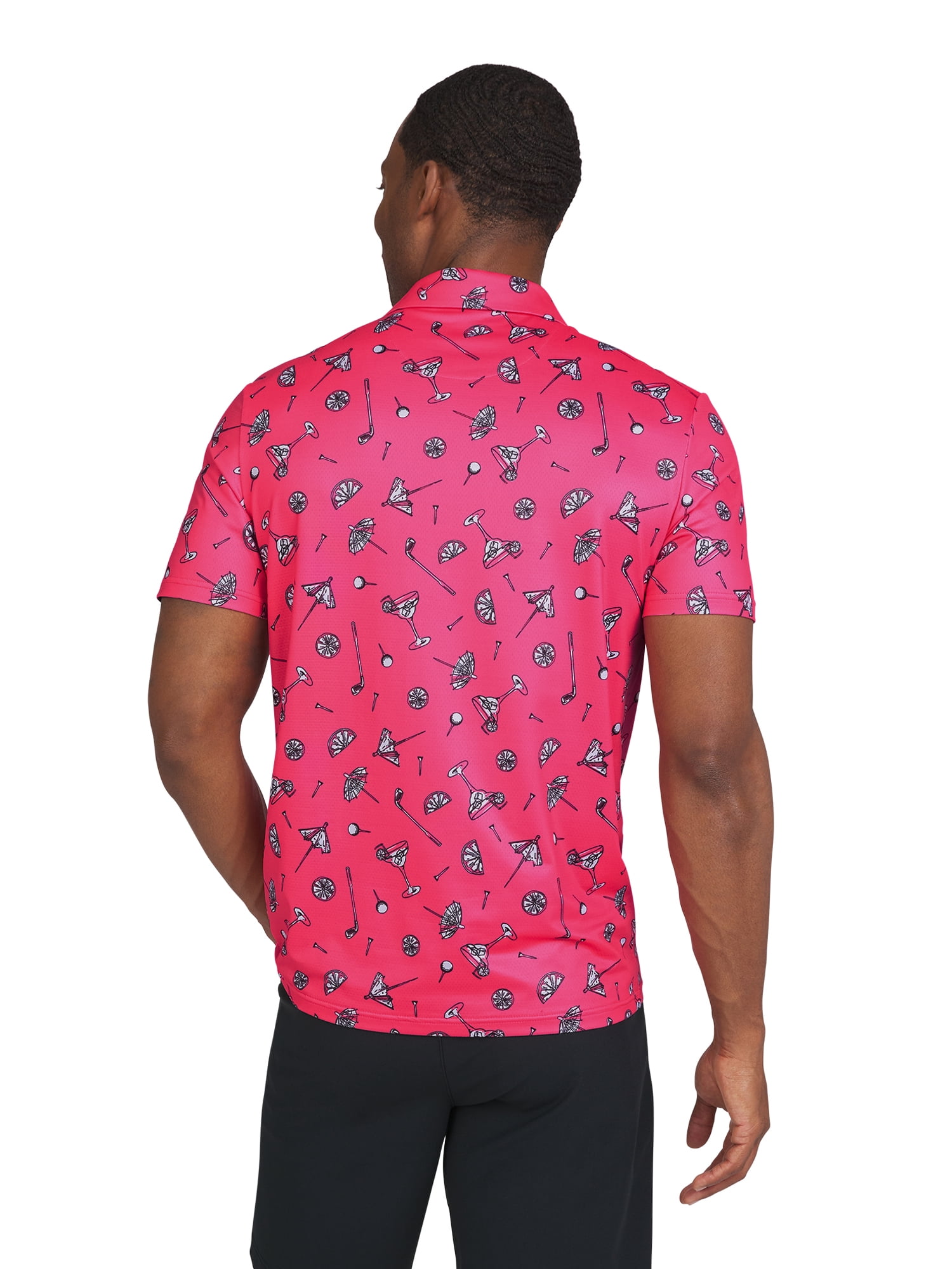 Chaps Golf Men's and Big Men's Classic Fit Short Sleeve Printed Mesh Polo Shirt