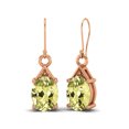 thumbnail image 2 of 8x6 MM Oval Lemon Quartz 925 Sterling Silver Rose Vermeil Drop Dangle Valentines Day Gifts Women Earrings, 2 of 4