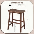 thumbnail image 3 of ELLEGNT 2 PCS Solid Wood Saddle Bar Stools – Backless with Footrests, Wooden Counter Stools Brown, 3 of 8