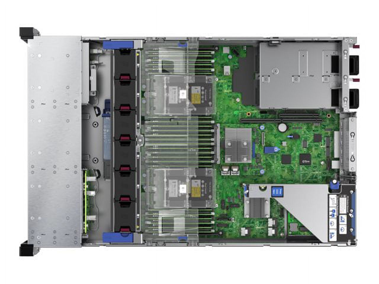 HPE ProLiant DL380 Gen10 Performance - Server - rack-mountable - 2U - 2-way - 1 x Xeon Silver 4110 / 2.1 GHz - RAM 16 GB - SAS - hot-swap 2.5" bay(s) - no HDD - Gigabit Ethernet - monitor: none - HPE Smart Buy - image 2 of 4