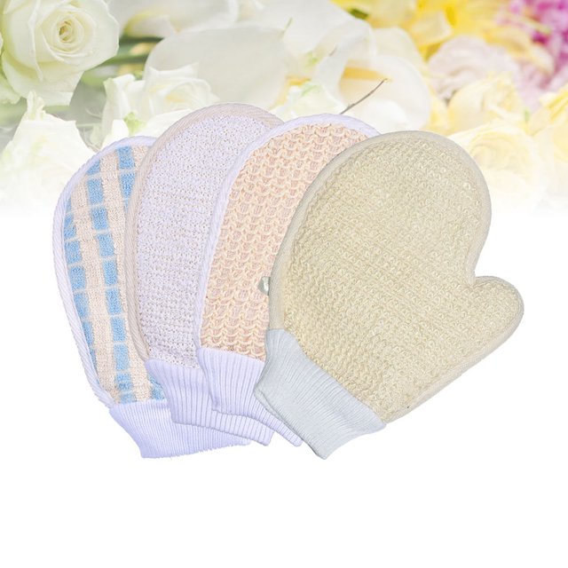 unbranded 4Ud Guantes De Ducha Con Toallas Exfoliantes De Para Limpieza Profunda Y Masaje Corporal Color Surtido