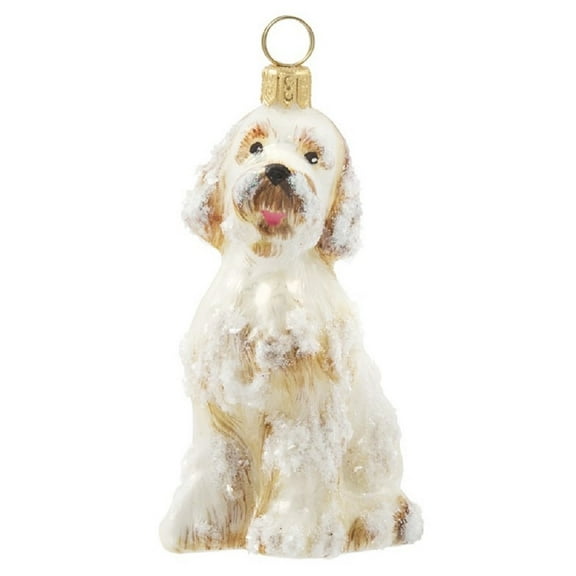 Snow Covered Goldendoodle Dog Polish Glass Christmas Ornament Decoration New