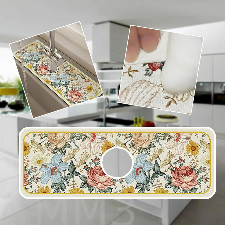 1pc Flower, Sink, Fast Drying Mat For Kitchen, Bathroom, Sink & Drainage,  Can Be Cut Into Desired Size