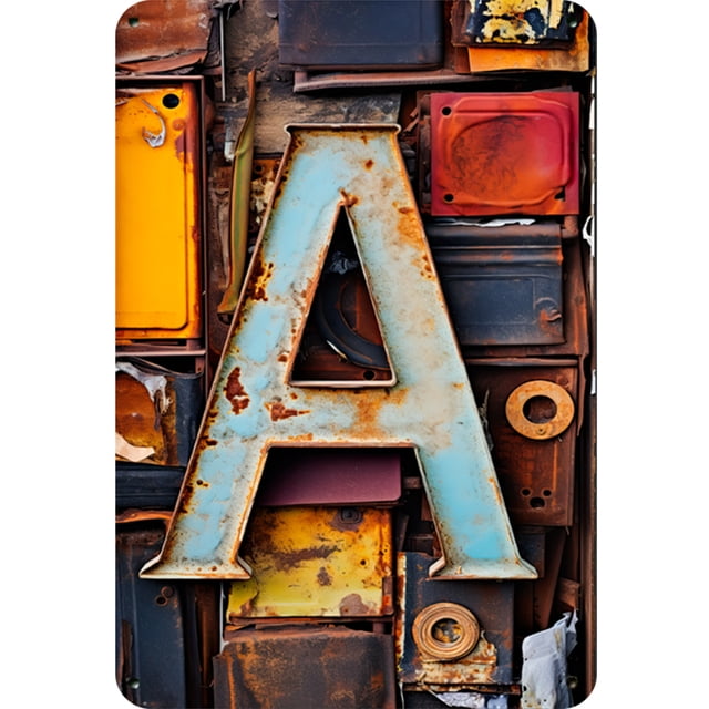 Placa Metal Vintage Letra A Pintura Hierro Rectangular Arte La Pared Barra 20x30cm