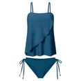 thumbnail image 6 of VNKIDY Women Adjustable Spaghetti Strap Square Neck Layered Tankini Top High Cut Brief Bottom Stretch Loose Fit Two Piece Tankini Swimwear Trendy Swimwear S, 6 of 6