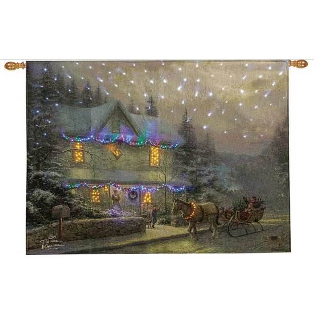 Thomas Kinkade Victorian Christmas IV Tapestry Painter of Light Art w