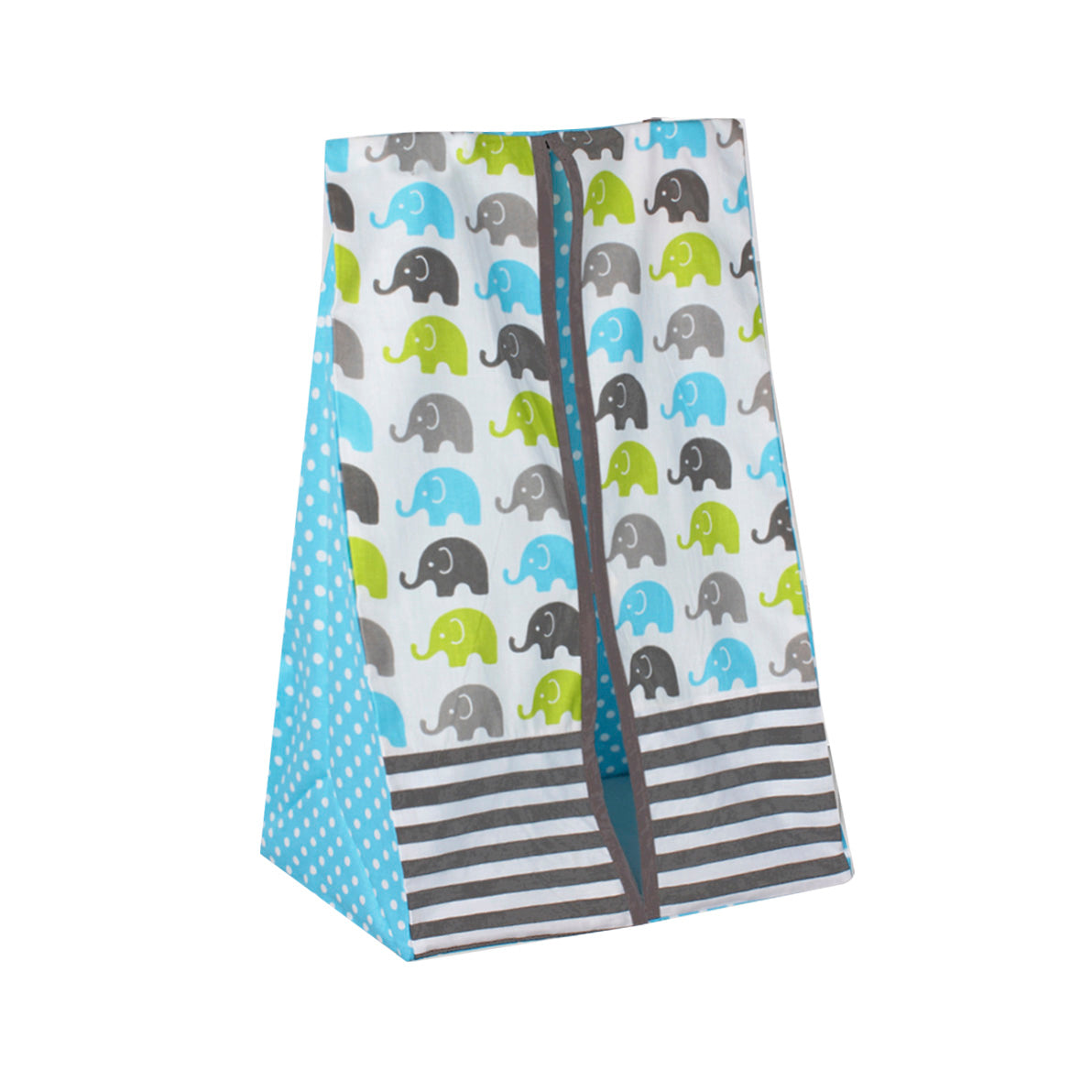 Bacati - Elephants 4-Piece Crib Bedding Set with Diaper Stacker - Aqua/Lime/Grey Unisex