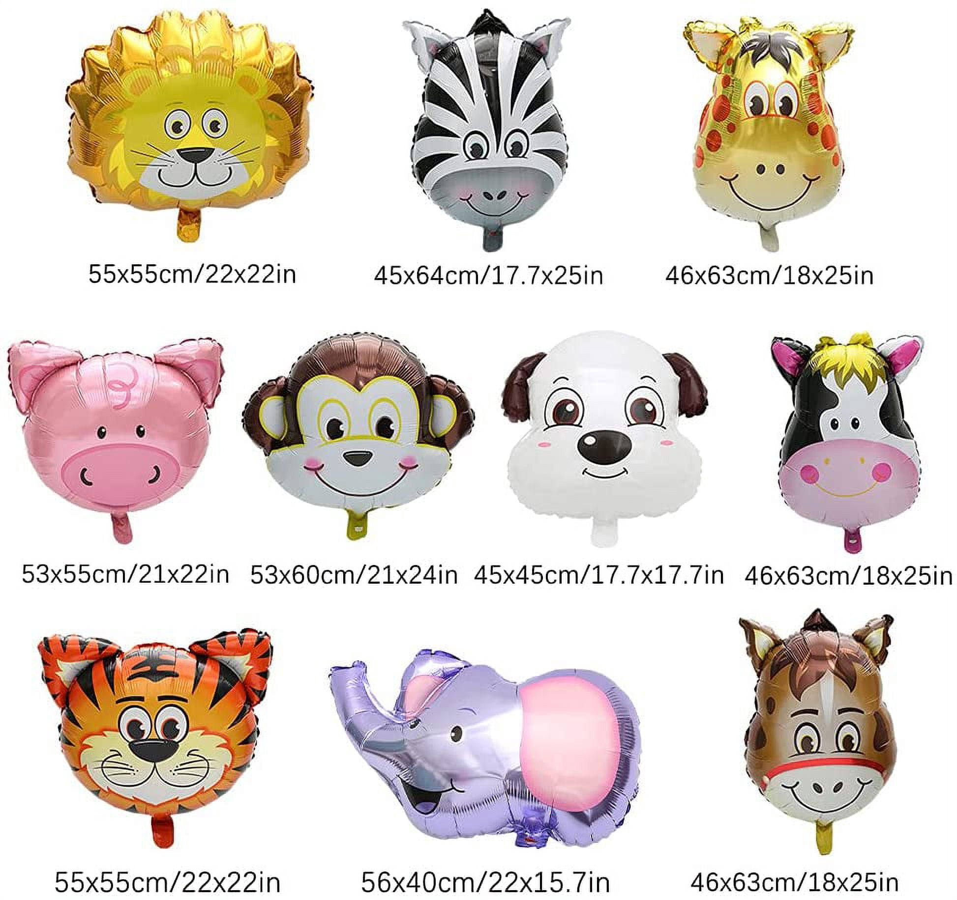 STONCEL 10PCS Animal Balloons, 25Inch Giant Zoo Animal Balloons Kit, Jungle Safari Animals Theme Birthday Party Decorations for Kids Gift Baby Shower Party Supplies