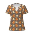 thumbnail image 3 of Naloa Squirrel And Maple Leaves Print T-Shirts Short Sleeve V Neck Tees for Women Fashion Tops Trendy Lightweight Soft Casual Summer Outfits Clothes, 3 of 5