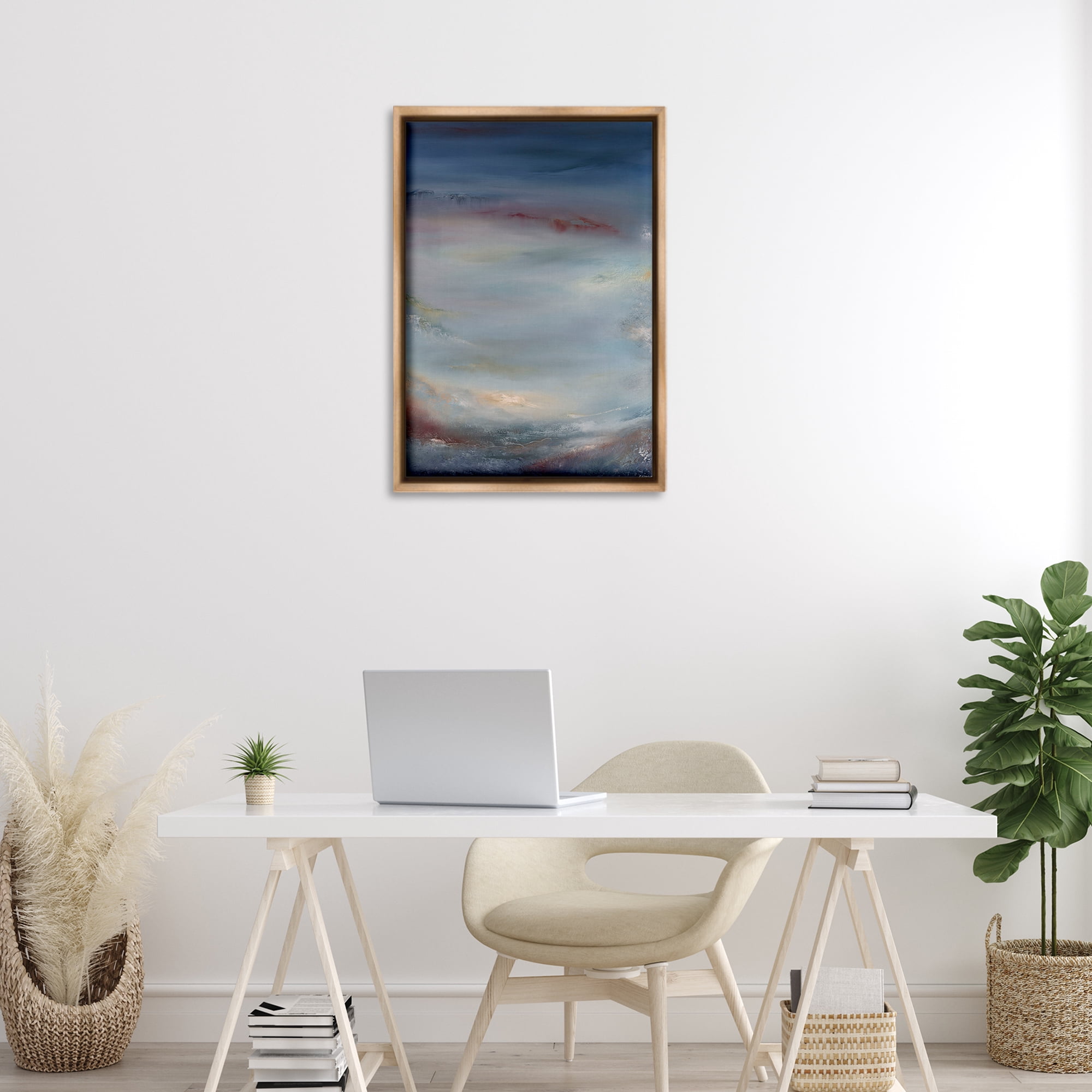 Stupell Industries Coral Underwater Impression Abstract Painting Brown Floater Framed Canvas Art Print Wall Art, 21 x 31