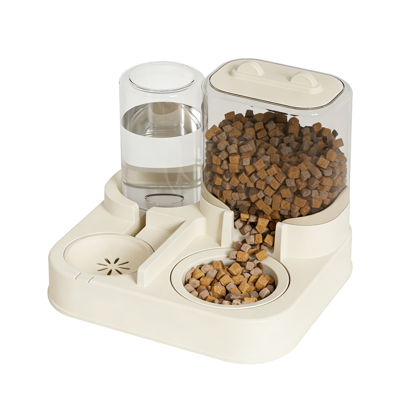 2-in-1 Automatic Cat Feeder and Water Dispenser, 2300ML Large Capacity Transparent Pet Food Feeder with 1000ML Gravity Water Bowl, Visible Window, Anti-Clog Design for Cats and Small Dogs, BPA-Free,