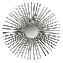 SAFAVIEH Shanira Round Metallic Sunburst Mirror, Silver