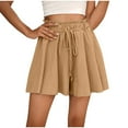 thumbnail image 3 of Ahuyic Womens Shorts,Plus Size Pants for Women,Womens Solid Color Shorts Summer Elastic Waist Casual,Khaki,L, 3 of 5