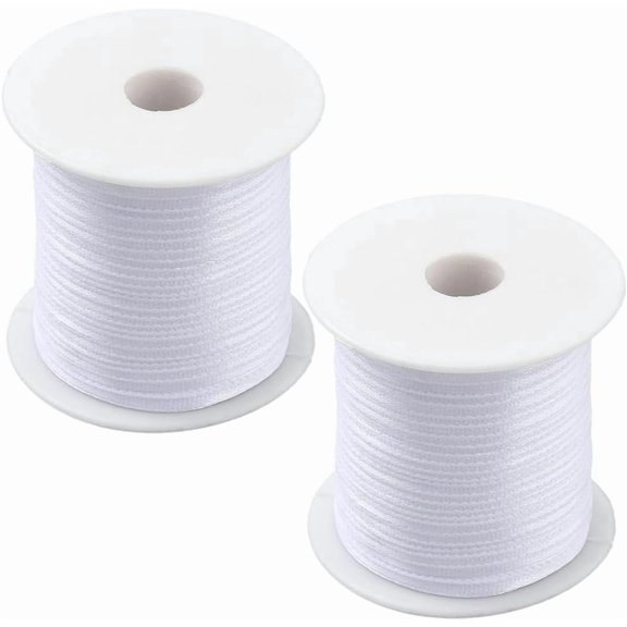 2 Rolls 196.85 Yards 1/8 Inch White Scalloped Edge Ribbon Thin Woven Lace Vintage Edging Trimming Satin Wedding Decorative Polyester Trim