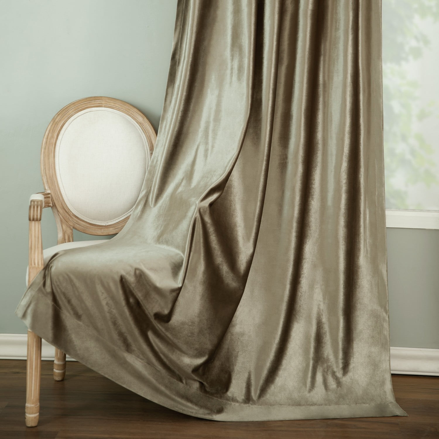 VOGOL Luxury Brown Velvet Blackout Drapes, Thermal Insulated Curtains 52x96 Inches with Rod Pocket, Set of 2
