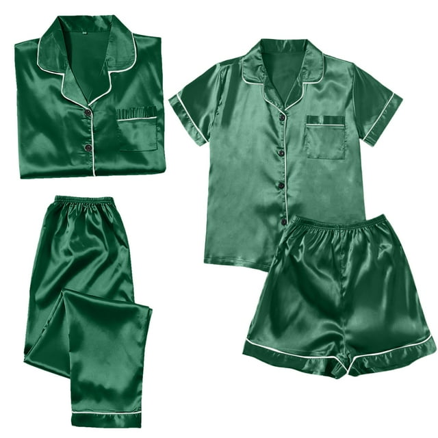 Kcodviy Pyjamas 4 Pcs pour Femmes Pyjamas Assortis pour la Famille Ensemble Pyjamas pour Femmes Grande Taille Shorts de Pyjama en Dentelle pour Femmes Taille Pyjamas pour Femmes Pyjamas Décontractés Bretelles en Dentelle pour Femmes Shorts Tenue d'Intérieur