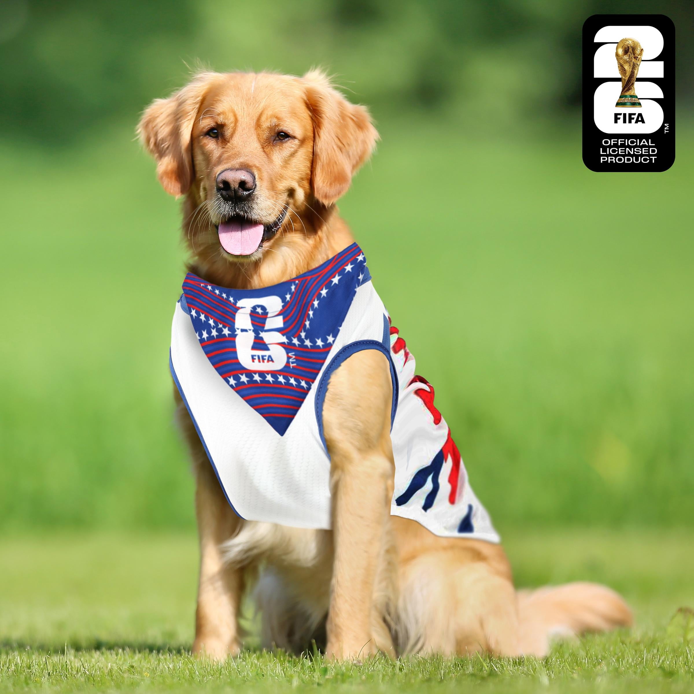 FIFA World Cup 2026 Team USA Pet Soccer Jersey and Bandana for Cats & Dogs, 2 Pack, Large