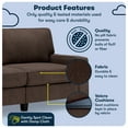 thumbnail image 3 of Serta Palisades 73" Track Arm Sofa, Easy Care Polyester, Loveseat or Couch for Small Spaces,  Dark Brown, 3 of 17