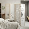 thumbnail image 2 of Costway 66" Boho 4-Panel Room Divider with Carved Pattern & Solid Wood Frame 360° Hinges, 2 of 10